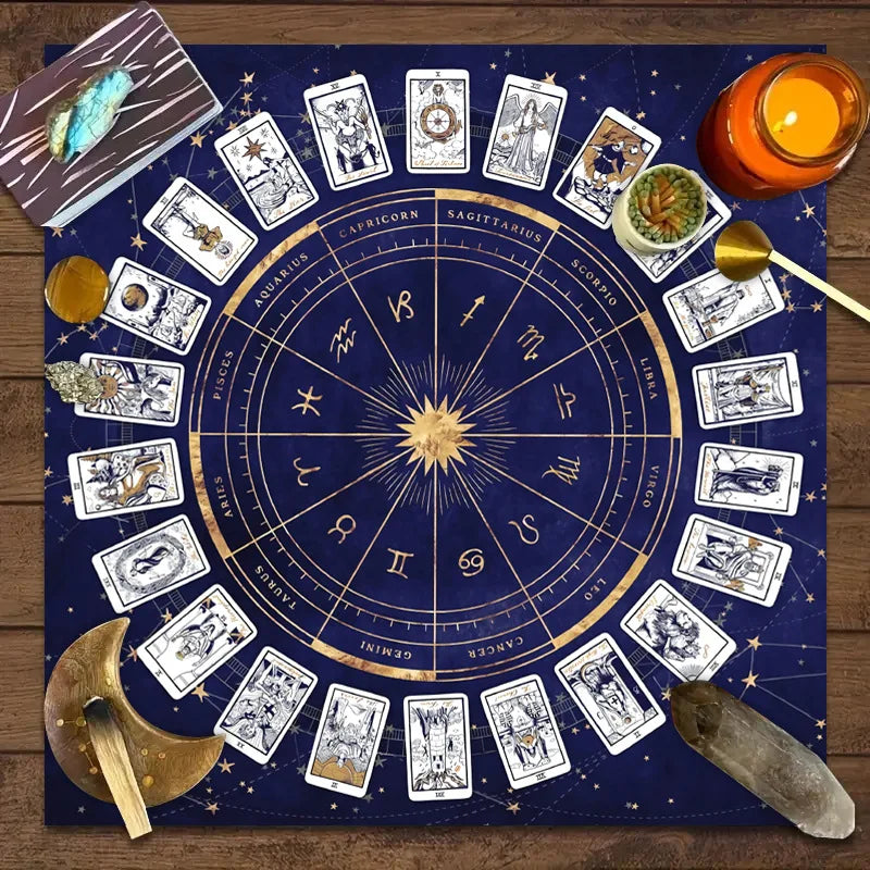 VIKAMA Moon Phase Floral Mushroom Tarot Altar Cloth Witchcraft Divination Mat Mystic Nature Ritual Tablecloth