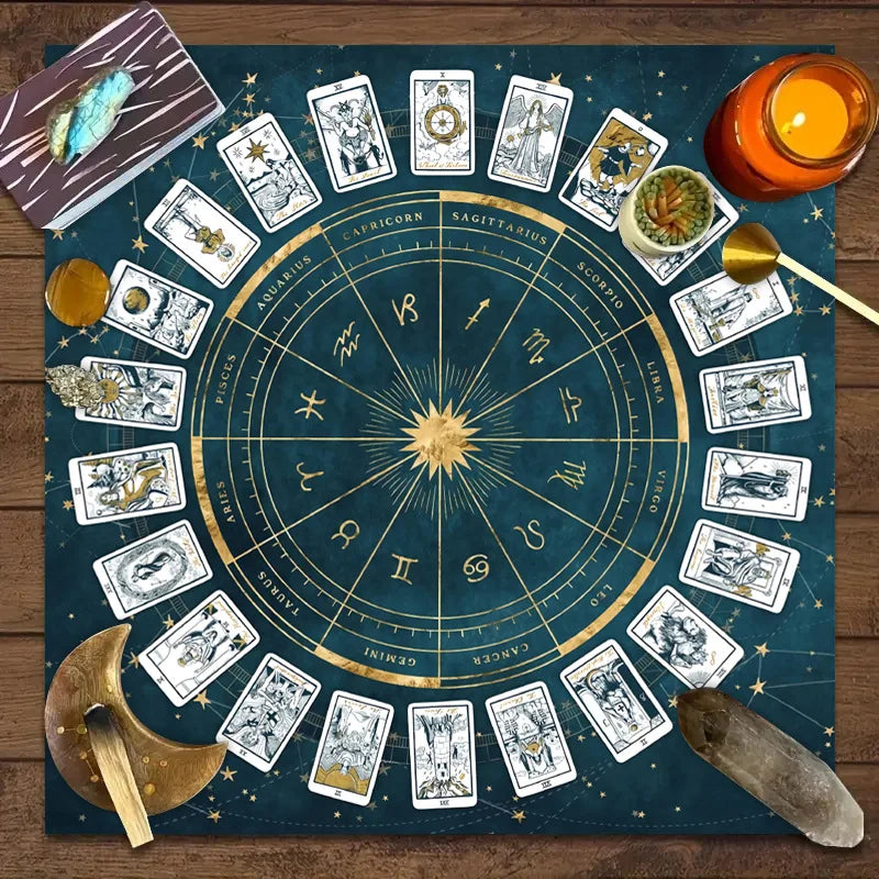 VIKAMA Moon Phase Floral Mushroom Tarot Altar Cloth Witchcraft Divination Mat Mystic Nature Ritual Tablecloth