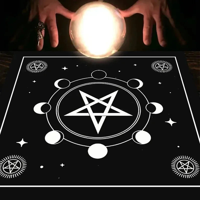 VIKAMA Moon Phase Floral Mushroom Tarot Altar Cloth Witchcraft Divination Mat Mystic Nature Ritual Tablecloth