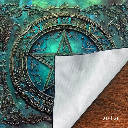 Gothic Pentagram Altar Cloth Tarot Tablecloth Mystical  Blue-green Pagan Witchcraft Divination Cloth Tarot Reading Tarot Mat