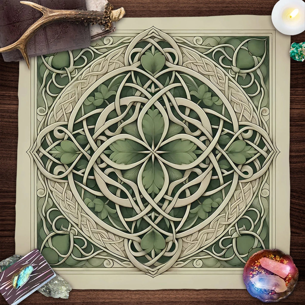Pagan Altar Cloth with Star Pattern Vibrant Floral & Plants Vines Tarot Cloth For Divination Decor Witchcraft Oracle Cards Pads