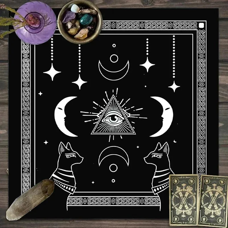 VIKAMA Moon Phase Floral Mushroom Tarot Altar Cloth Witchcraft Divination Mat Mystic Nature Ritual Tablecloth