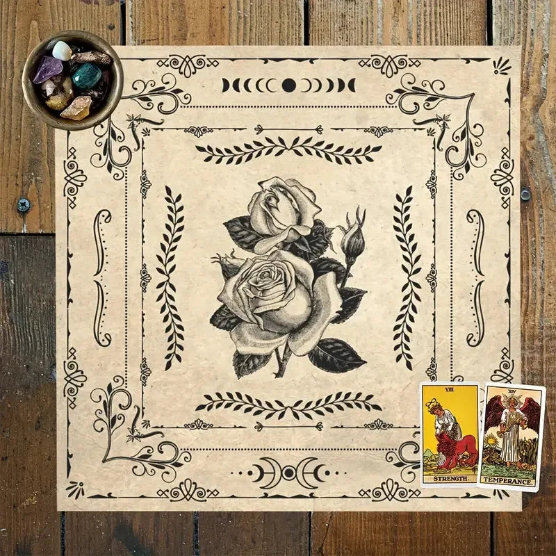 VIKAMA Butterfly Moon Tarot Tablecloth Purple Mystic Butterfly Moth Totem Bohemian-Style Meditation Mat Ritual Atmosphere Decor